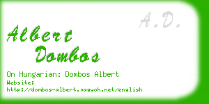 albert dombos business card